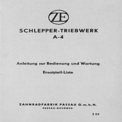 Z03 Ersatzteilliste,Wartungsanleitung (onderhoudsinstructie) ZF -Getriebe A-4 ( achterbrug) . Voor de Porsche Diesel Junior