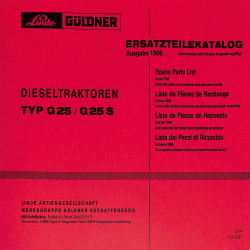 Ersatzteilliste  Güldner Dieseltraktoren Type G 25 / G 25 S 