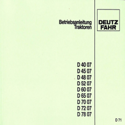  D71 Betriebsanleitung Trakroren Deutz Fahr